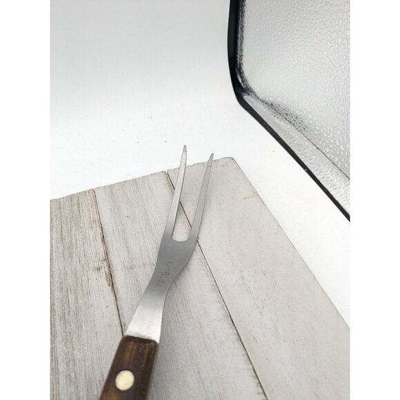 Vintage Flint Arrowhead Stainless USA Serving Meat Fork 11" Wood Handle USA - Picture 2 of 8